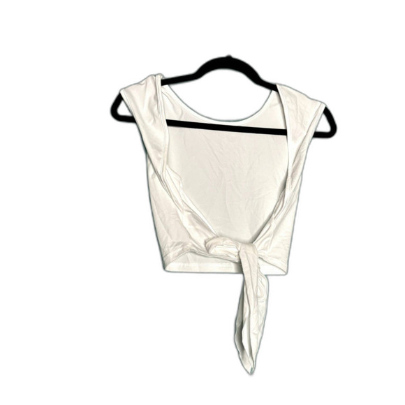 Shein NWT White Cap Sleeve Open Back Cropped Shirt Large - Picture 6 of 6